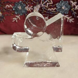 Vintage Wiesenthal hutte MCM German Clear Glass Angel Christmas Candle Holder